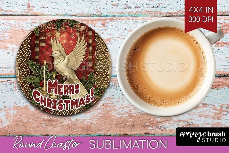 Vintage Christmas Round Coaster - Xmas Coaster Sublimation