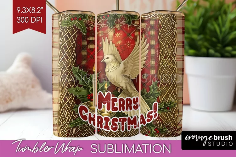 Vintage Christmas Tumbler Wrap - Xmas Tumbler Sublimation