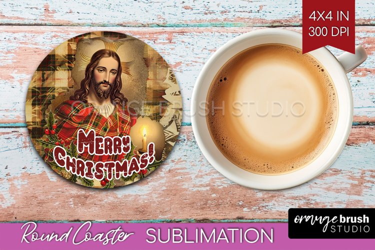 Vintage Christmas Round Coaster - Xmas Coaster Sublimation