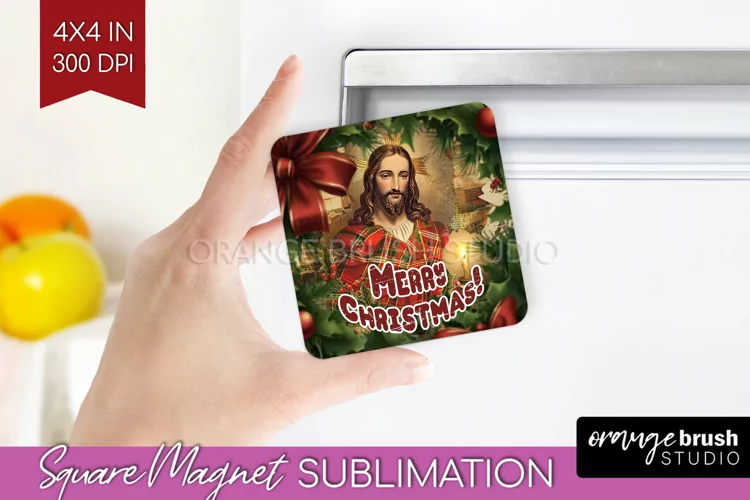 Vintage Christmas Magnet Sublimation - Retro Xmas Magnet PNG
