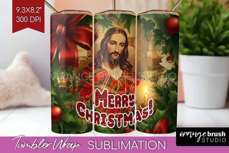 Vintage Christmas Tumbler Wrap - Xmas Tumbler Sublimation