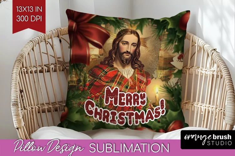Vintage Christmas Pillow Sublimation - Xmas Pillow Cover PNG