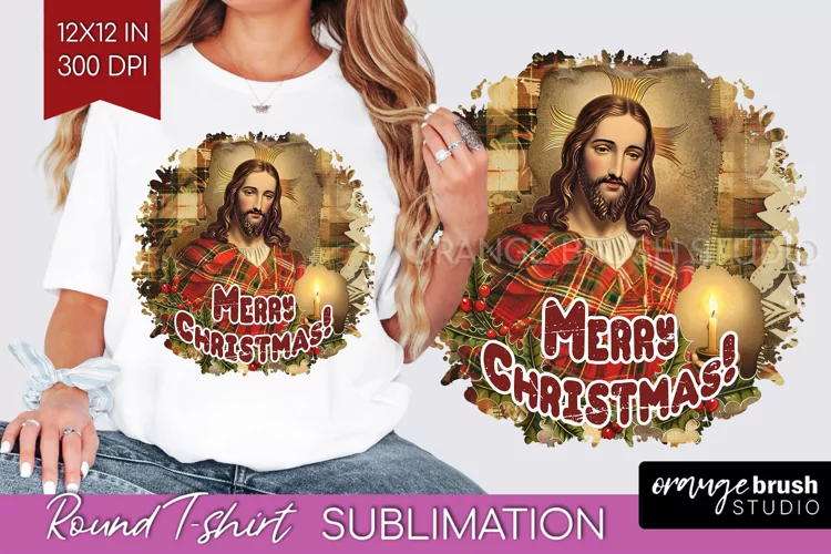 Vintage Christmas Sublimation, Xmas Round Tshirt Background