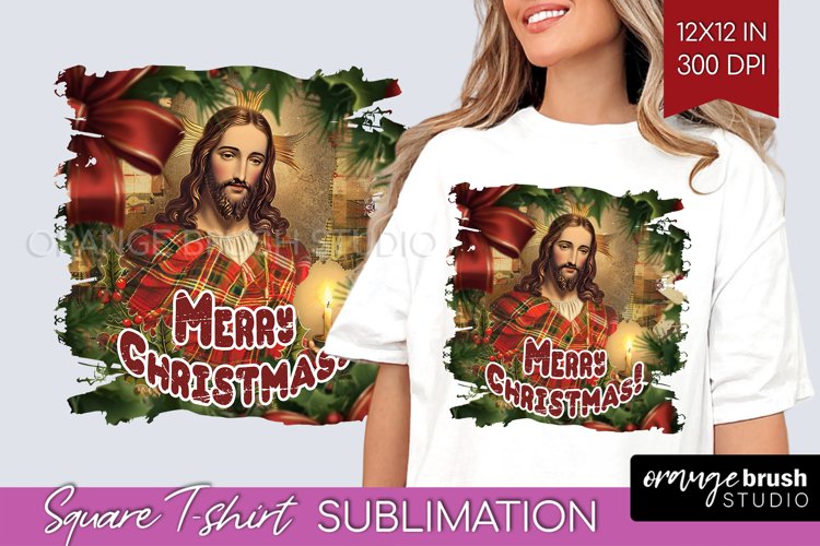 Vintage Christmas Sublimation, Xmas Square Tshirt Background