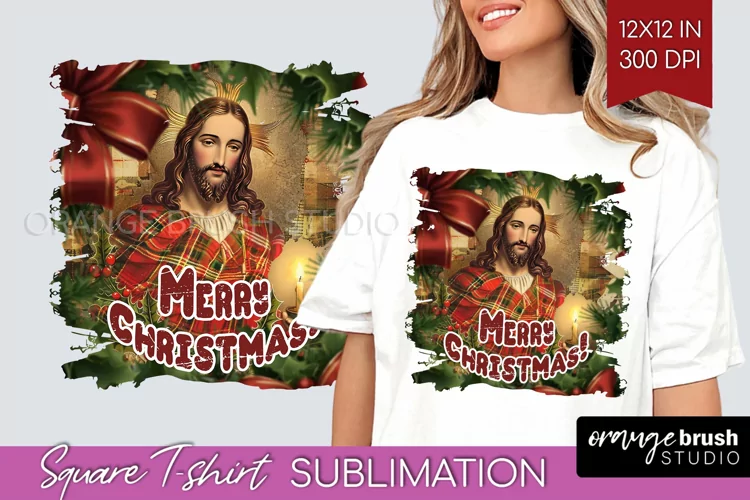 Vintage Christmas Sublimation, Xmas Square Tshirt Background