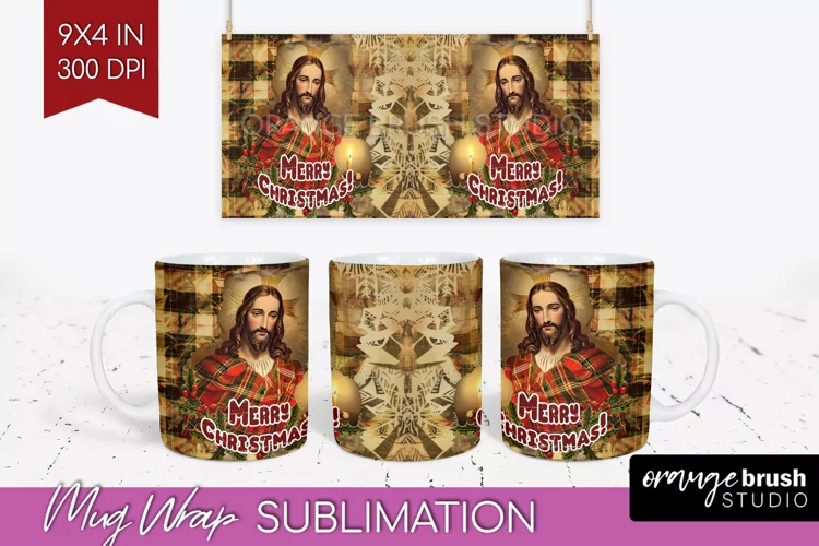 Vintage Christmas Mug Wrap - Retro Xmas 15Oz Mug Sublimation