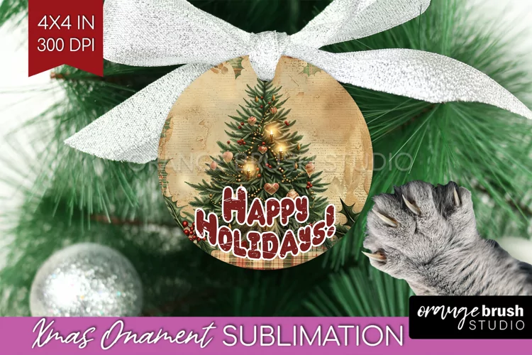 Vintage Christmas Ornament PNG - Retro Xmas Sublimation