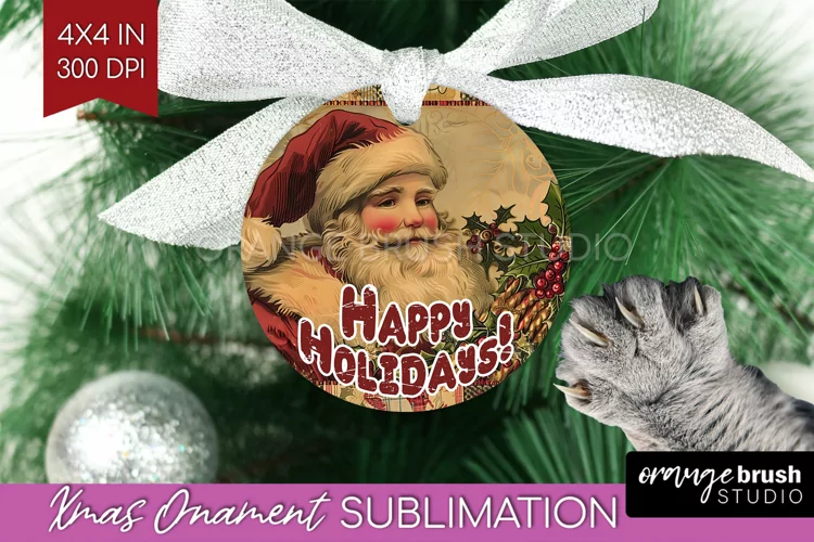 Vintage Christmas Ornament PNG - Retro Xmas Sublimation