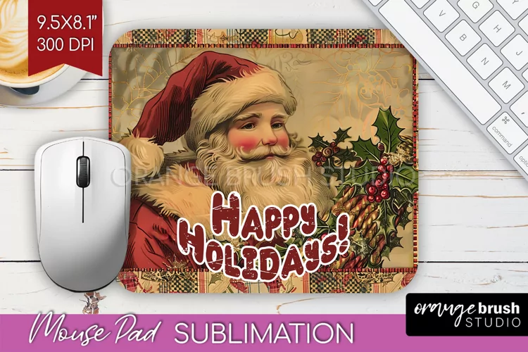 Vintage Christmas Mouse Pad Sublimation - Xmas Mousepad PNG