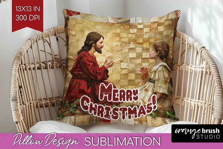 Vintage Christmas Pillow Sublimation - Xmas Pillow Cover PNG