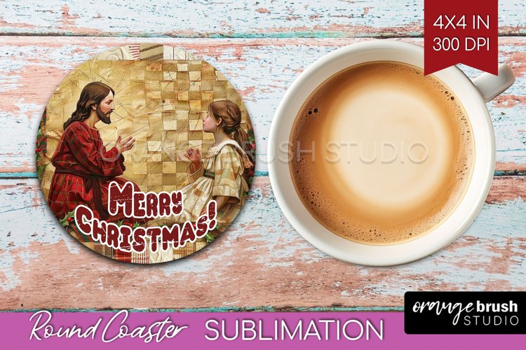 Vintage Christmas Round Coaster - Xmas Coaster Sublimation