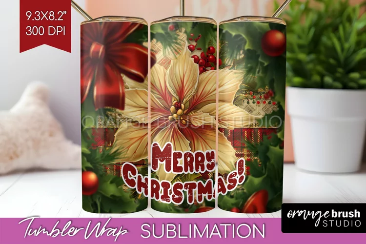 Vintage Christmas Tumbler Wrap - Xmas Tumbler Sublimation