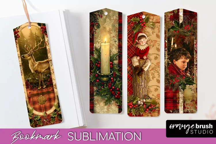 Vintage Christmas Bookmark - Retro Christmas Bookmarks PNG