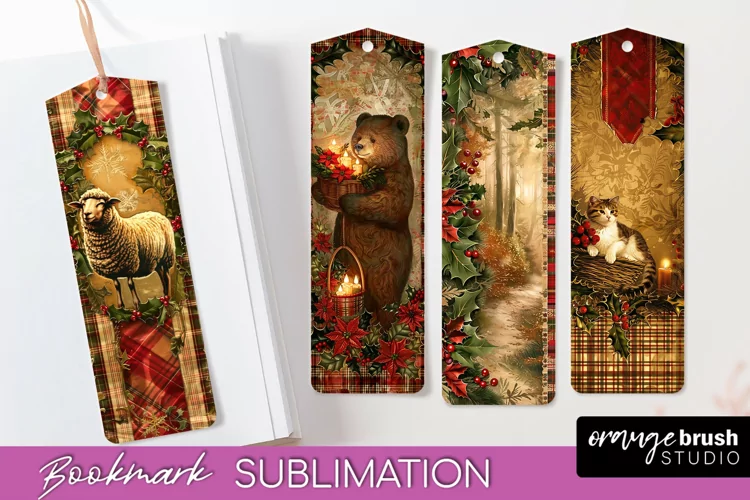 Vintage Christmas Bookmark - Retro Christmas Bookmarks PNG