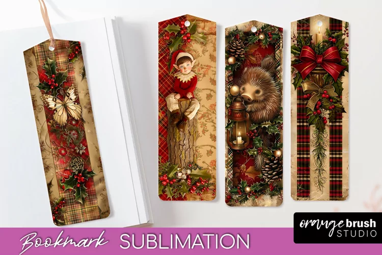 Vintage Christmas Bookmark - Retro Christmas Bookmarks PNG