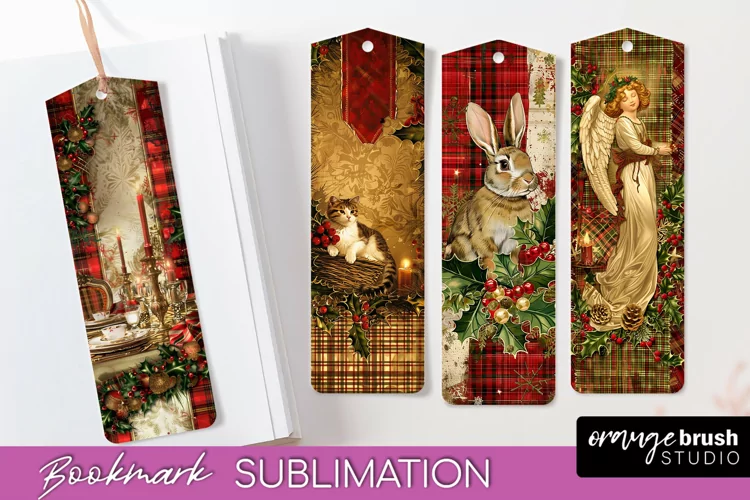Vintage Christmas Bookmark - Retro Christmas Bookmarks PNG