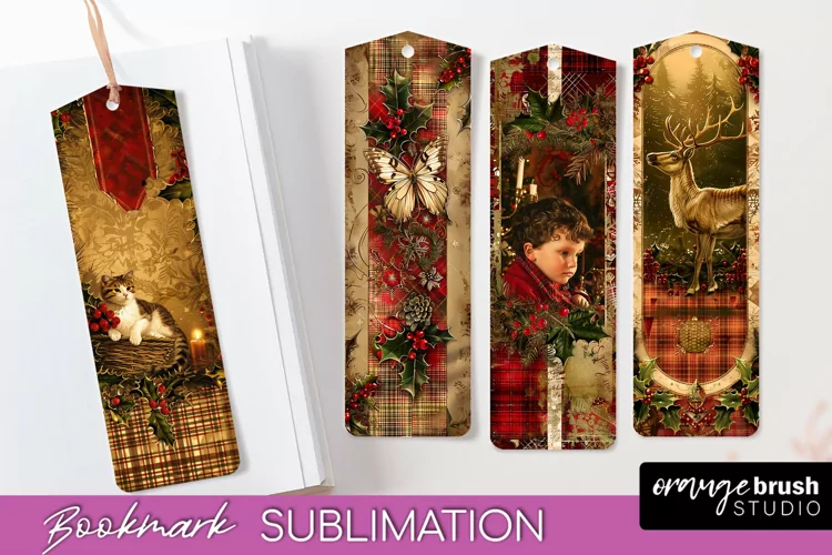 Vintage Christmas Bookmark - Retro Christmas Bookmarks PNG