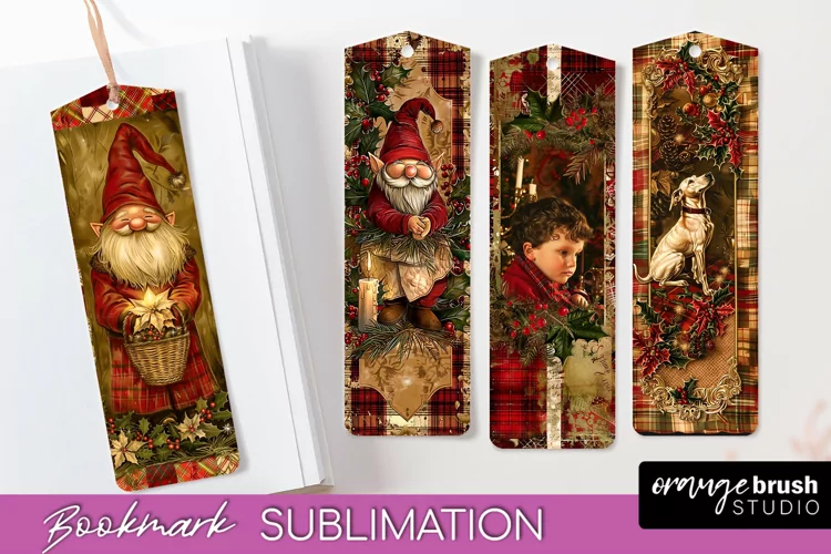 Vintage Christmas Bookmark - Retro Christmas Bookmarks PNG