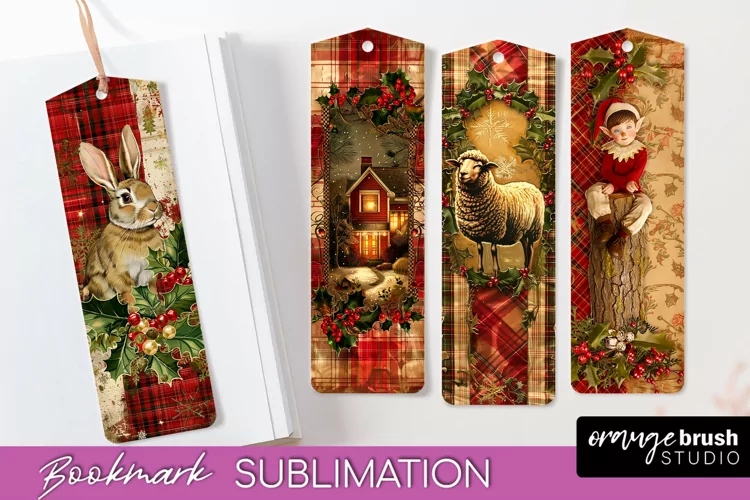 Vintage Christmas Bookmark - Retro Christmas Bookmarks PNG