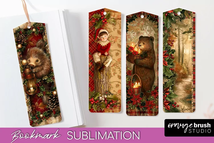 Vintage Christmas Bookmark - Retro Christmas Bookmarks PNG