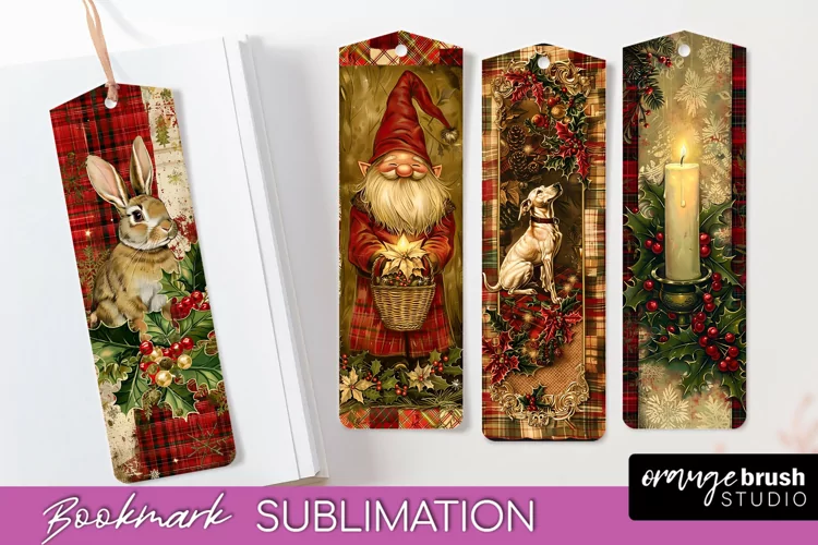 Vintage Christmas Bookmark - Retro Christmas Bookmarks PNG