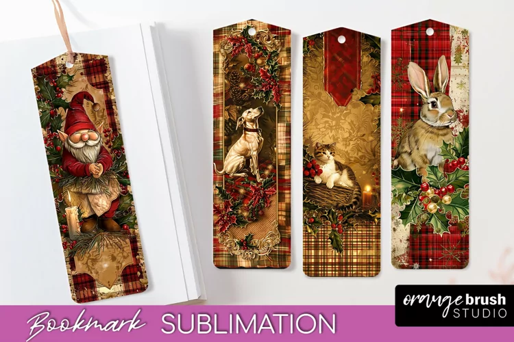 Vintage Christmas Bookmark - Retro Christmas Bookmarks PNG