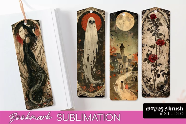 Vintage Halloween Bookmark - Printable Scrapbook Bookmarks