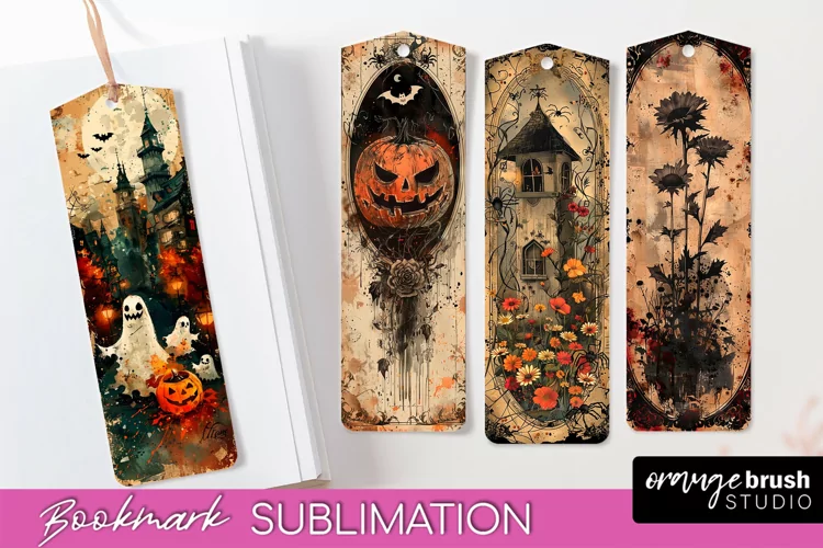 Vintage Halloween Bookmark - Printable Scrapbook Bookmarks