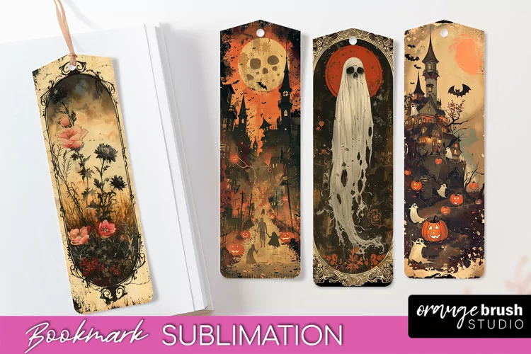 Vintage Halloween Bookmark - Printable Scrapbook Bookmarks