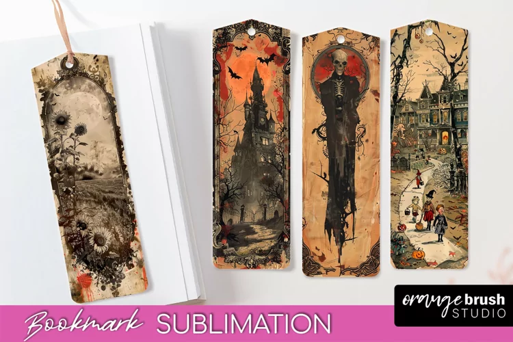 Vintage Halloween Bookmark - Printable Scrapbook Bookmarks