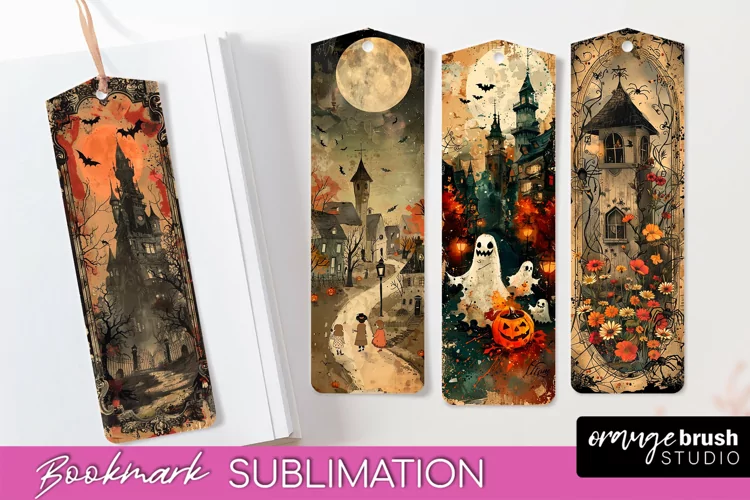 Vintage Halloween Bookmark - Printable Scrapbook Bookmarks