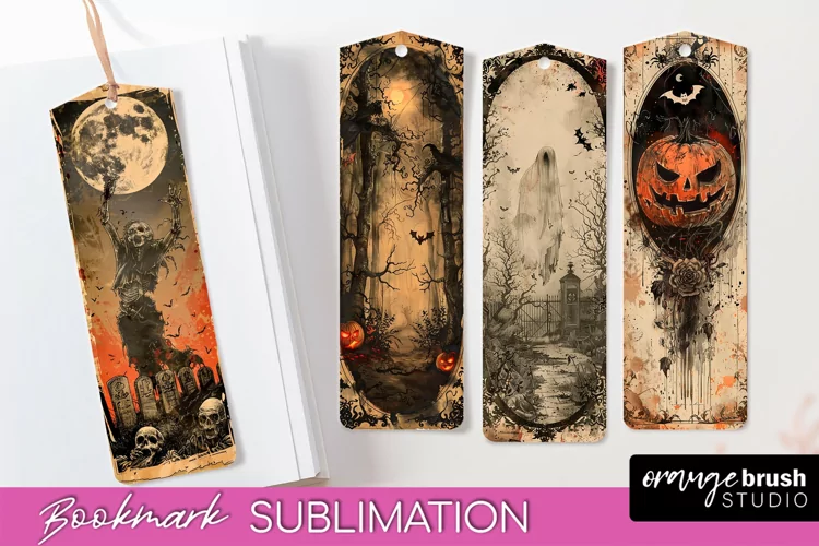 Vintage Halloween Bookmark - Printable Scrapbook Bookmarks