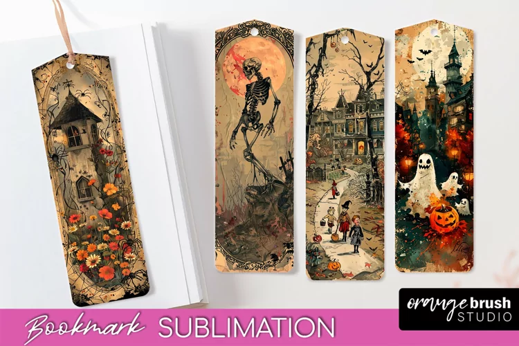 Vintage Halloween Bookmark - Printable Scrapbook Bookmarks