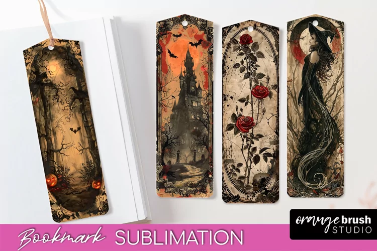 Vintage Halloween Bookmark - Printable Scrapbook Bookmarks