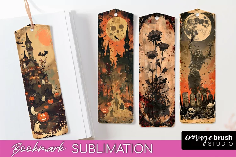 Vintage Halloween Bookmark - Printable Scrapbook Bookmarks