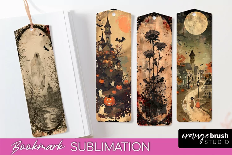 Vintage Halloween Bookmark - Printable Scrapbook Bookmarks