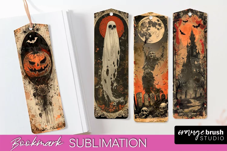 Vintage Halloween Bookmark - Printable Scrapbook Bookmarks