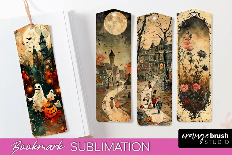 Vintage Halloween Bookmark - Printable Scrapbook Bookmarks
