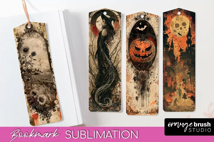 Vintage Halloween Bookmark - Printable Scrapbook Bookmarks