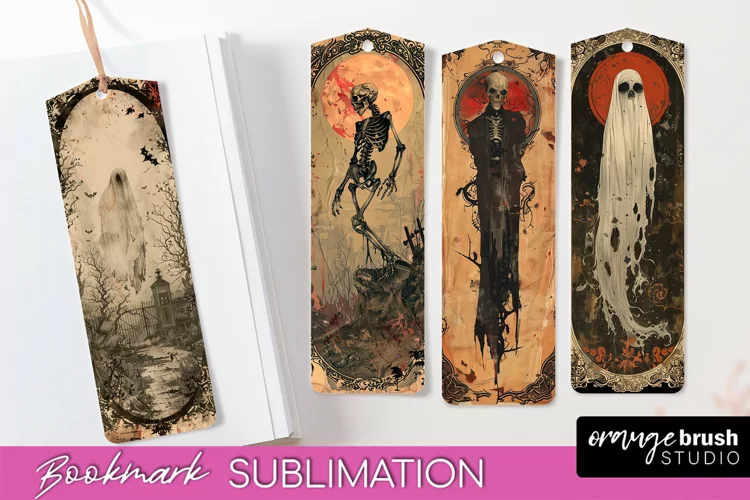 Vintage Halloween Bookmark - Printable Scrapbook Bookmarks