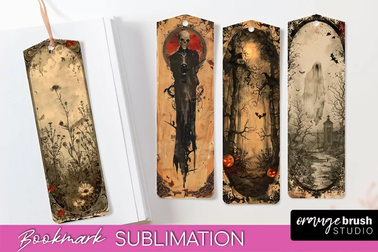 Vintage Halloween Bookmark - Printable Scrapbook Bookmarks