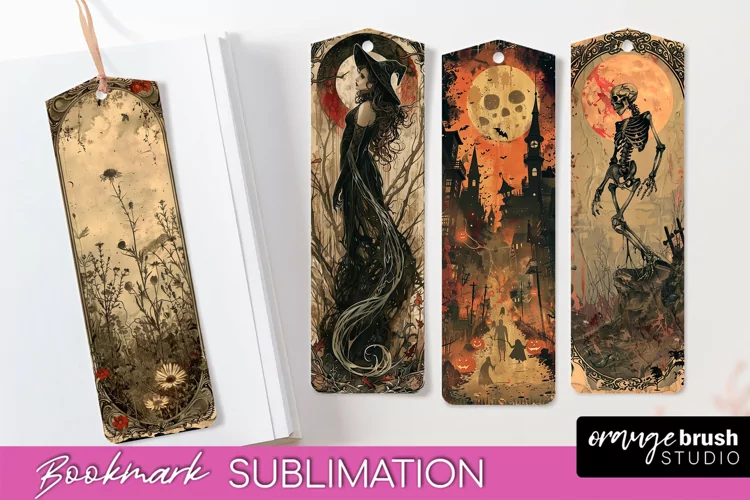 Vintage Halloween Bookmark - Printable Scrapbook Bookmarks