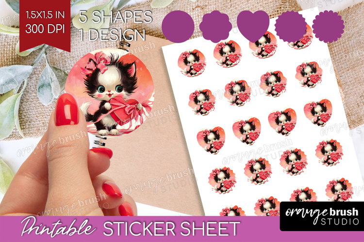 Vintage Valentines Day Round Sticker - Retro Animal Sticker