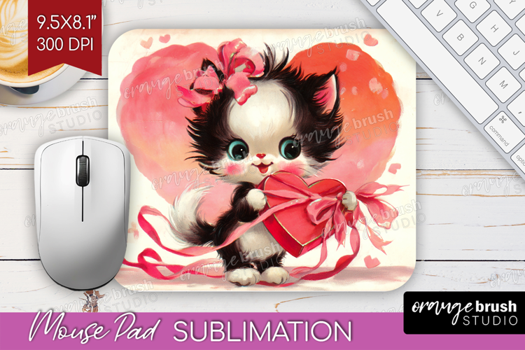 Vintage Valentines Day Mouse Pad Sublimation - Retro Animal