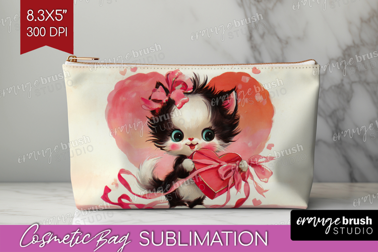 Vintage Valentines Day Cosmetic Bag - Retro Animal Makeup