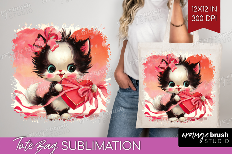 Vintage Valentines Day Tote Bag - Retro Animal Tote Bag PNG