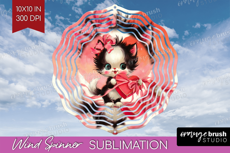 Vintage Valentines Day Wind Spinner Sublimation PNG - Retro