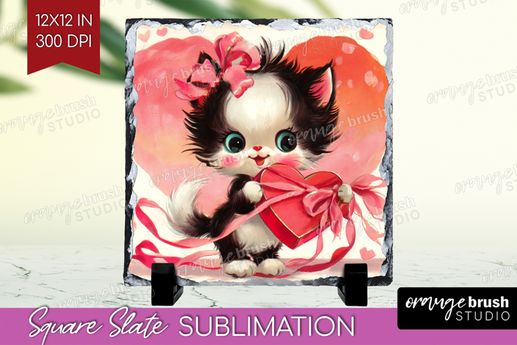Vintage Valentines Day Slate PNG - Retro Animal Square Slate