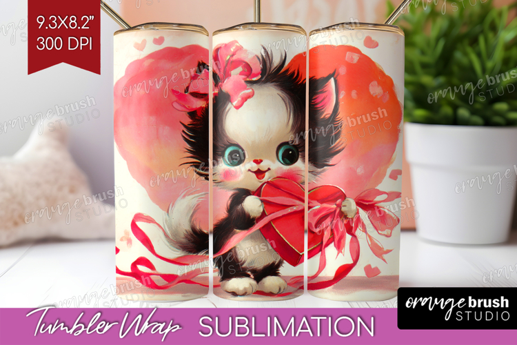 Vintage Valentines Day Tumbler Wrap - Retro Animal Tumbler