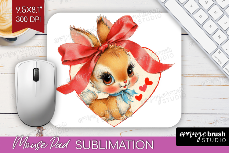 Vintage Valentines Day Mouse Pad Sublimation - Retro Animal